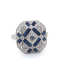 SS Created Sapphire & CZ Ring