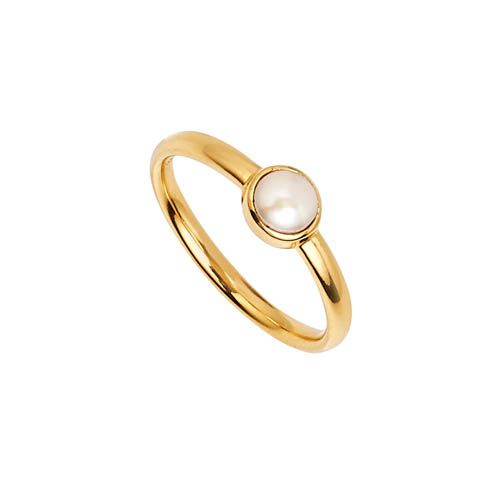SS YG Plated Pearl Ring