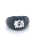 SS Black Enamel & CZ ring