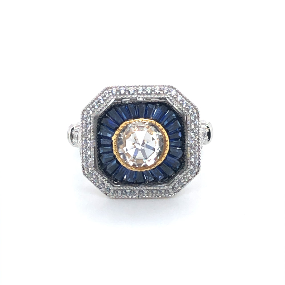 SS Sapphire & CZ Ring