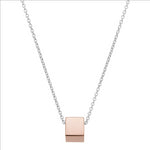 Sterling Silver Rose Gold Plate Cube Slider & Chain