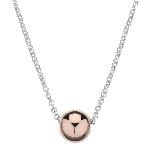 Sterling Silver Rose Gold Plated Ball Slider & Chain