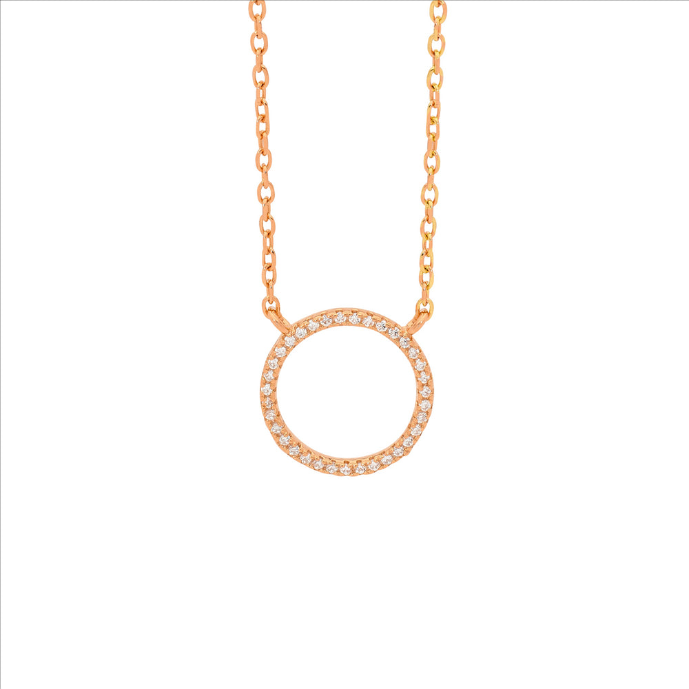 Sterling Silver Rose Gold Platied Cubic Zirconia Necklace