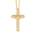 Sterling Silver Gold Plated Cz Cross Pendant And Chain at DNS Jewellers