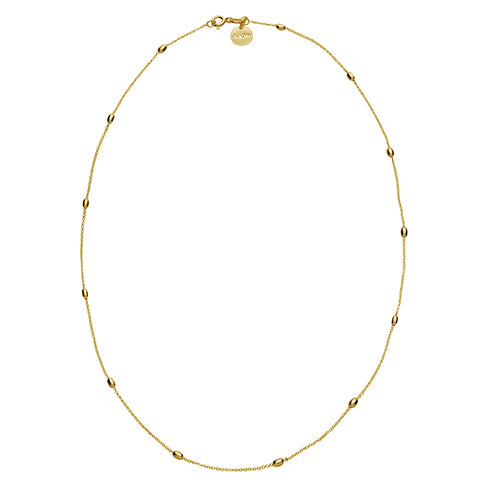 Sterling Silver Yellow Gold Plated Oval Beads Necklace