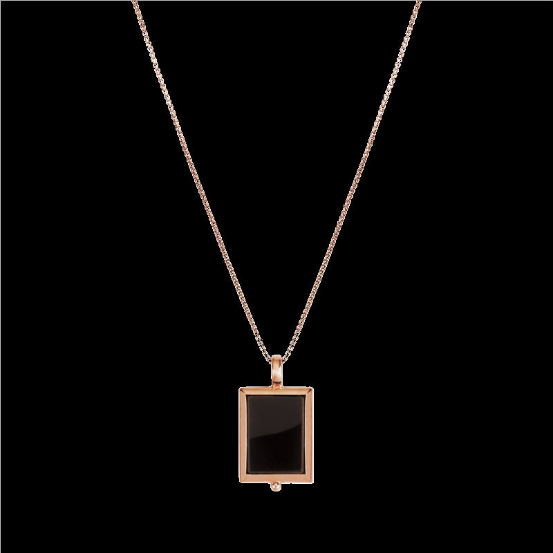 Sterling Silver Rose Gold Plated Onyx Pendant