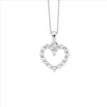 SS wh cz 11mm open heart pendant