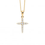 SS Gold Plate CZ Cross & Chain