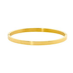 STAINLESS STEEL 4MM FLAT HINGED BANGLE W/ GOLD IP PLATING - RRP $59