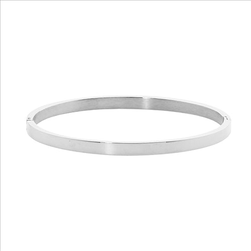 STAINLESS STEEL 4MM FLAT HINGED BANGLE - RRP $49