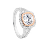 STERLING SILVER CZ ROSE GOLD RING