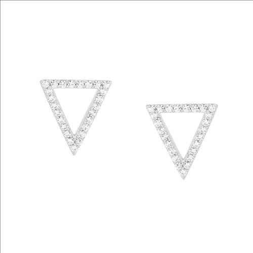 Sterling Silver Cubic Zirconia Triangle Earrings