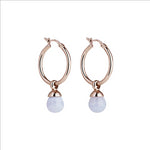 8x15mm rose gold (14k 1mc) silver & blue lace agate teardrop on a 2x20mm silver tube hoop with lever clasp, antitarnish