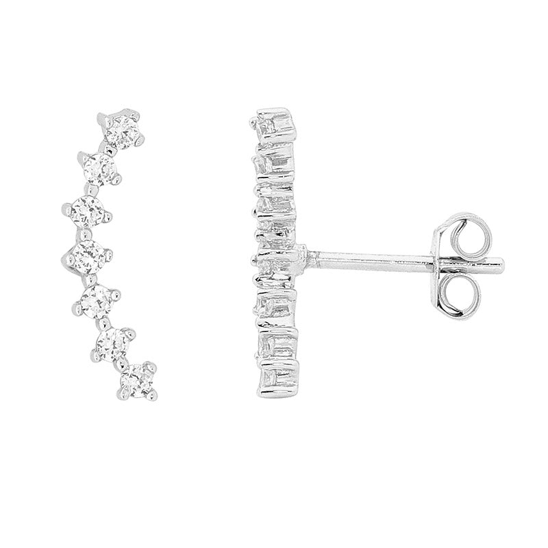 SS Cubic Zirconia Curved Studs