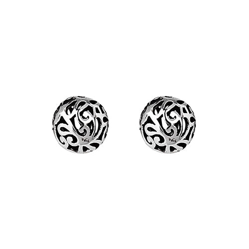 9mm oxidised silver patterned cutout ball stud