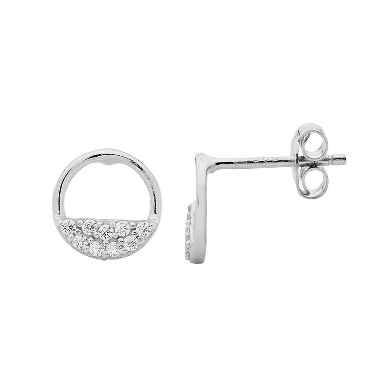 SS Cubic Zirconia Open Circle Earrings