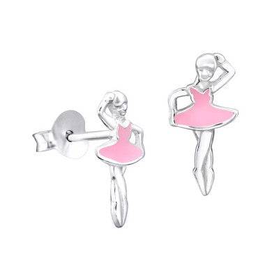Sterling Silver Pink Ballerina Earrings
