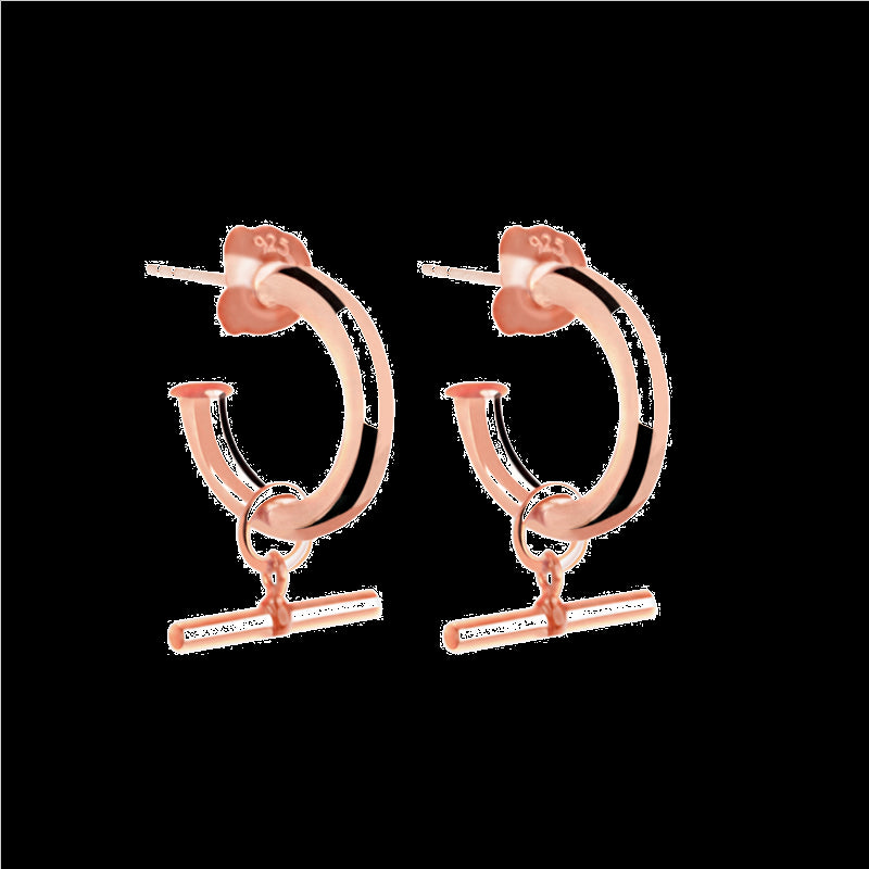Sterling Silver Rose Gold Plated Hoop & T-Bar Earring