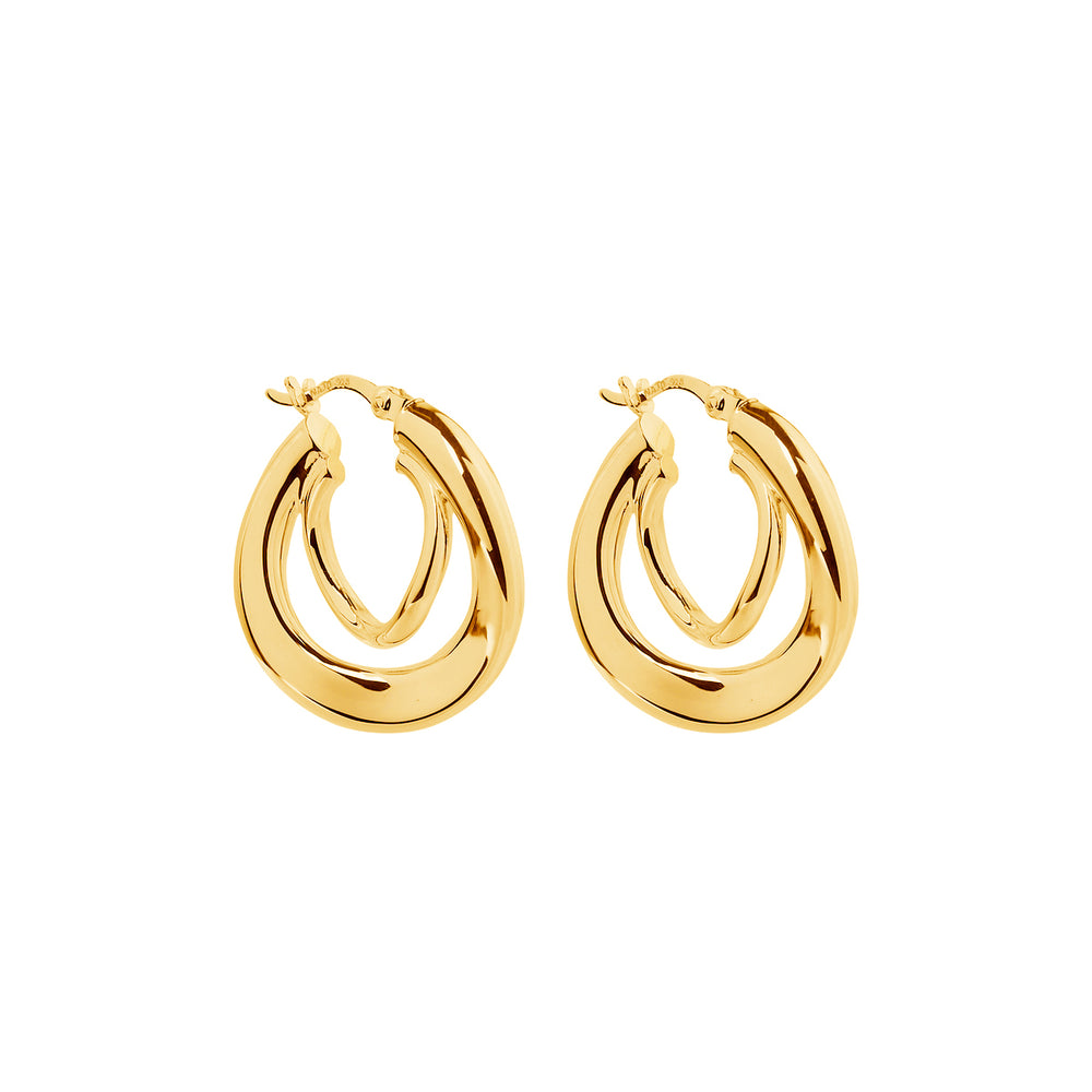 SS YG Plated Double Curved Hoops