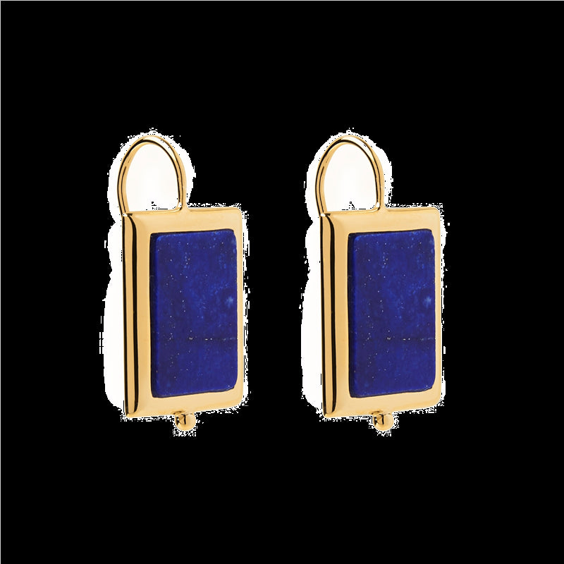 Sterling Silver Yellow Gold Plated Lapis Earrings