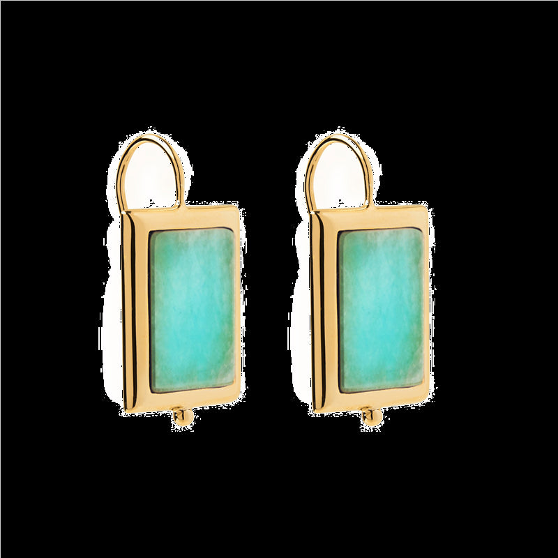 Sterling Silver Yellow Gold Plated Amazonite Earrings
