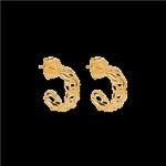 SS YG Plated Chain Hoop Stud Earrings