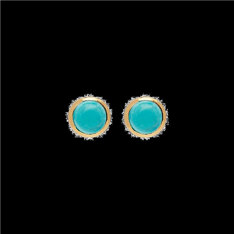 Sterling Silver Yellow Gold Plated Turquoise Stud Earring