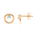 SS Rose Gold Plated Circle CZ Earrings