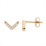 SS Gold Plated CZ V Stud Earring