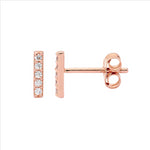 SS Cubic Zirconia Earrings W/ Rose Gold Plating