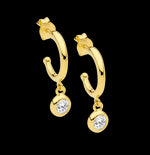 SS Cubic Zirconia Bezel Drop W/ Gold Plating