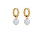 SS Gold Plated Huggie Earring With Removable Freshwater Pearl Charm
