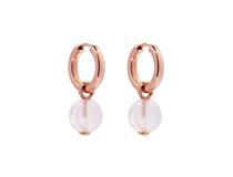 SS Rose Gold Plated Huggie Earring With Removable Rose Quartz Charm