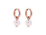 SS Rose Gold Plated Huggie Earring With Removable Rose Quartz Charm