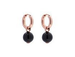 SS RG Plated Huggie Earring W/Removable Onyx Charm