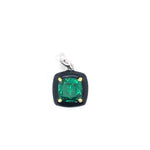 SS Created Emerald & Enamel Earrings