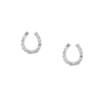 SS WH CZ Horse Shoe Earrings