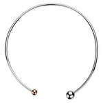 3MM STERLING SILVER HOLLOW TUBE CHOCKER W/ 12MM STERLING SILVER BALL & 8MM ROSE GOLD PLATE BALL