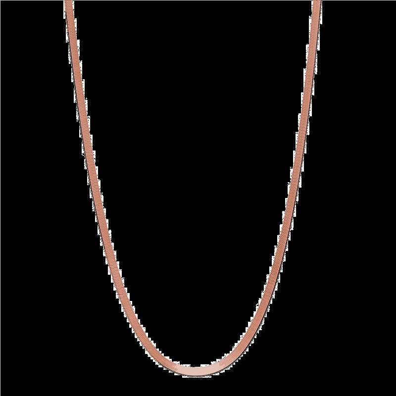 Sterling Silver Rose Gold Plated Silver Herringbone Chain