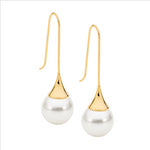 Stainless Steel Gold Plated Shell Pearl Earrings