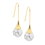 Stainless Steel Gold Plated Howlite Earring