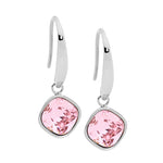 Stainless Steel Pink Glass Square Drop Earrings