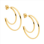 Stainless Steel Hoop Earrings W/ Gold Ip Plating