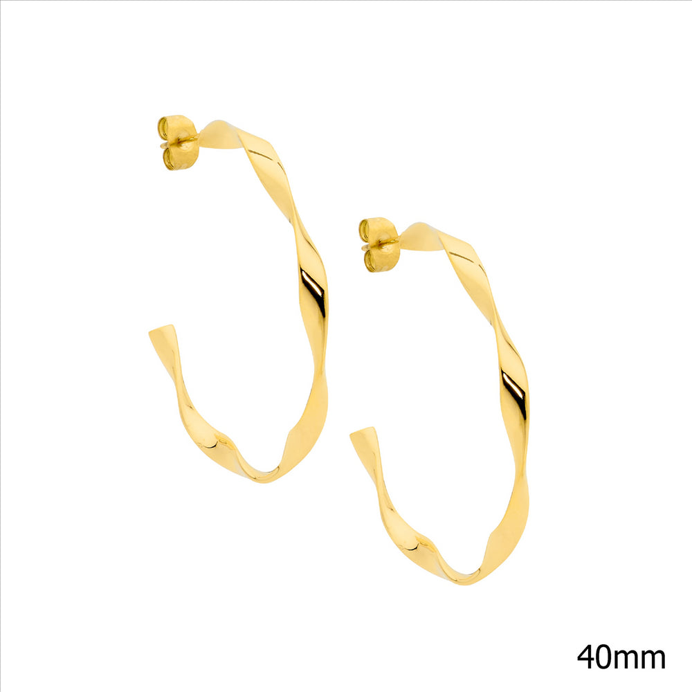 Stainless Steel Hoop Earrings W/Gold Ip Plating